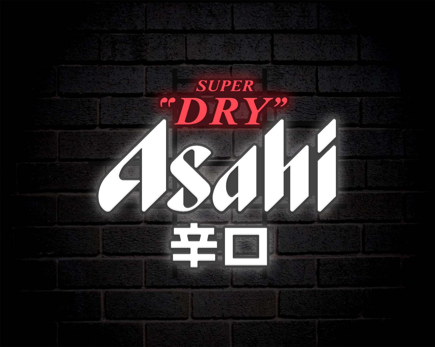 Illuminated Asahi sign